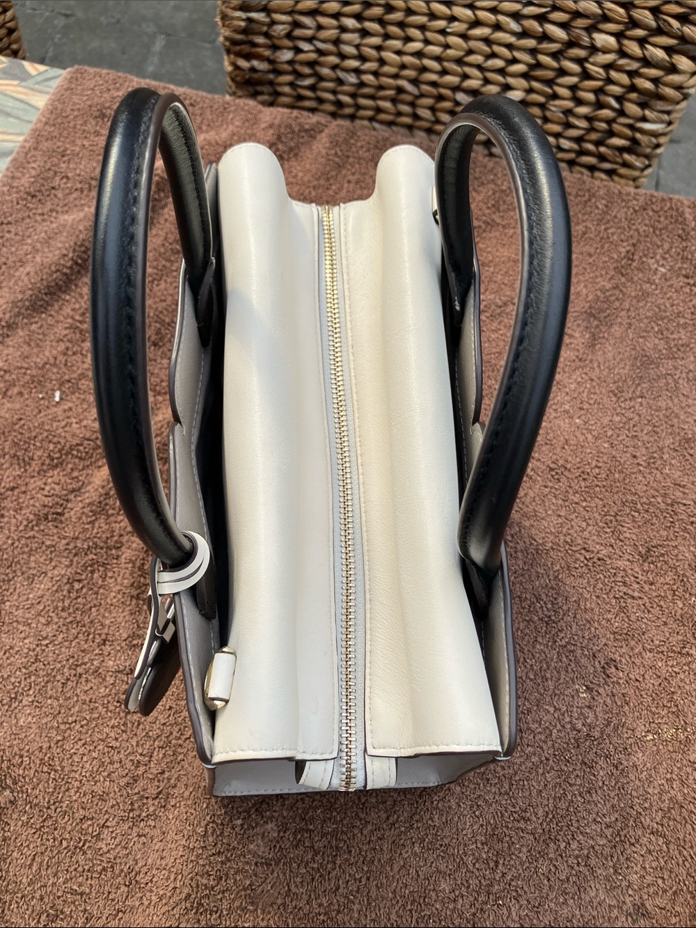 Brand new- Kate Spade Spencer Light Gray & Cream Color Block Bag Satchel - Picture 5 of 12